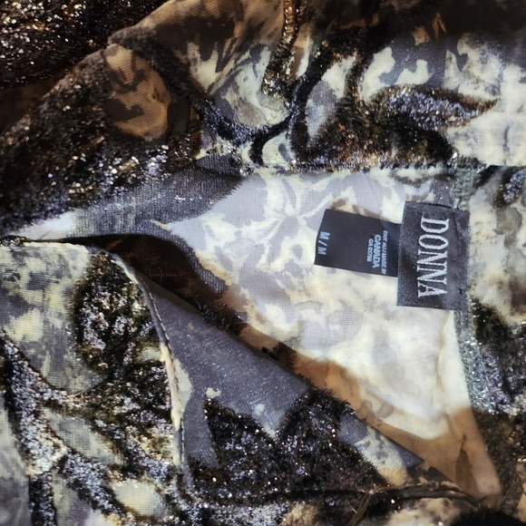 Donna Embossed & Embellished Velvet Sheer Long Sleeve Sz. M Jacket - Picture 7 of 8